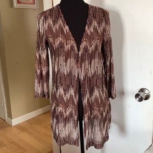 Chico’s Misses 3/4 length sleeve sheer cover up Size 1 color: Brown multi